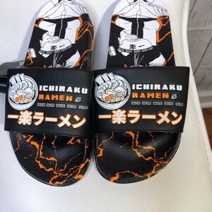 Bioworld Ichiraku Ramen Kids Slide Sandals - Black and Orange